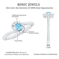 Genuine Aquamarine and Diamond Promise Ring For Her