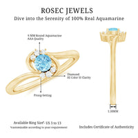 Genuine Aquamarine and Diamond Promise Ring For Her