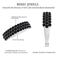 Certified Lab Grown Black Diamond Half Eternity Band Ring for Women