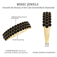 Certified Lab Grown Black Diamond Half Eternity Band Ring for Women