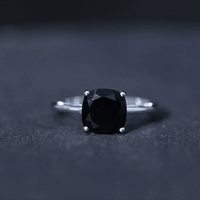 Certified Black Onyx 2 Carat Cushion Cut Engagement Ring