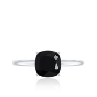 Certified Black Onyx 2 Carat Cushion Cut Engagement Ring