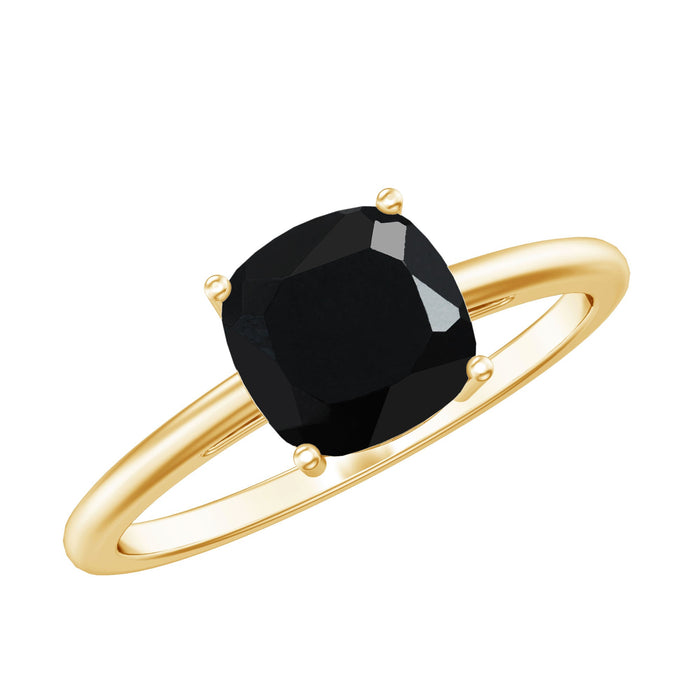 Black Onyx 2 Carat cushion cut engagement ring by Rosec Jewels featuring a sleek black gemstone and elegant design.