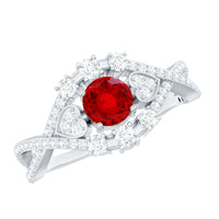 Lab Created Ruby and Moissanite Classic Engagement Ring