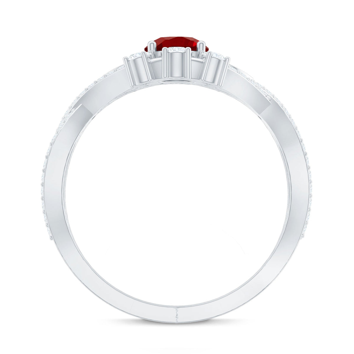 Lab Created Ruby and Moissanite Classic Engagement Ring