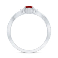 Lab Created Ruby and Moissanite Classic Engagement Ring