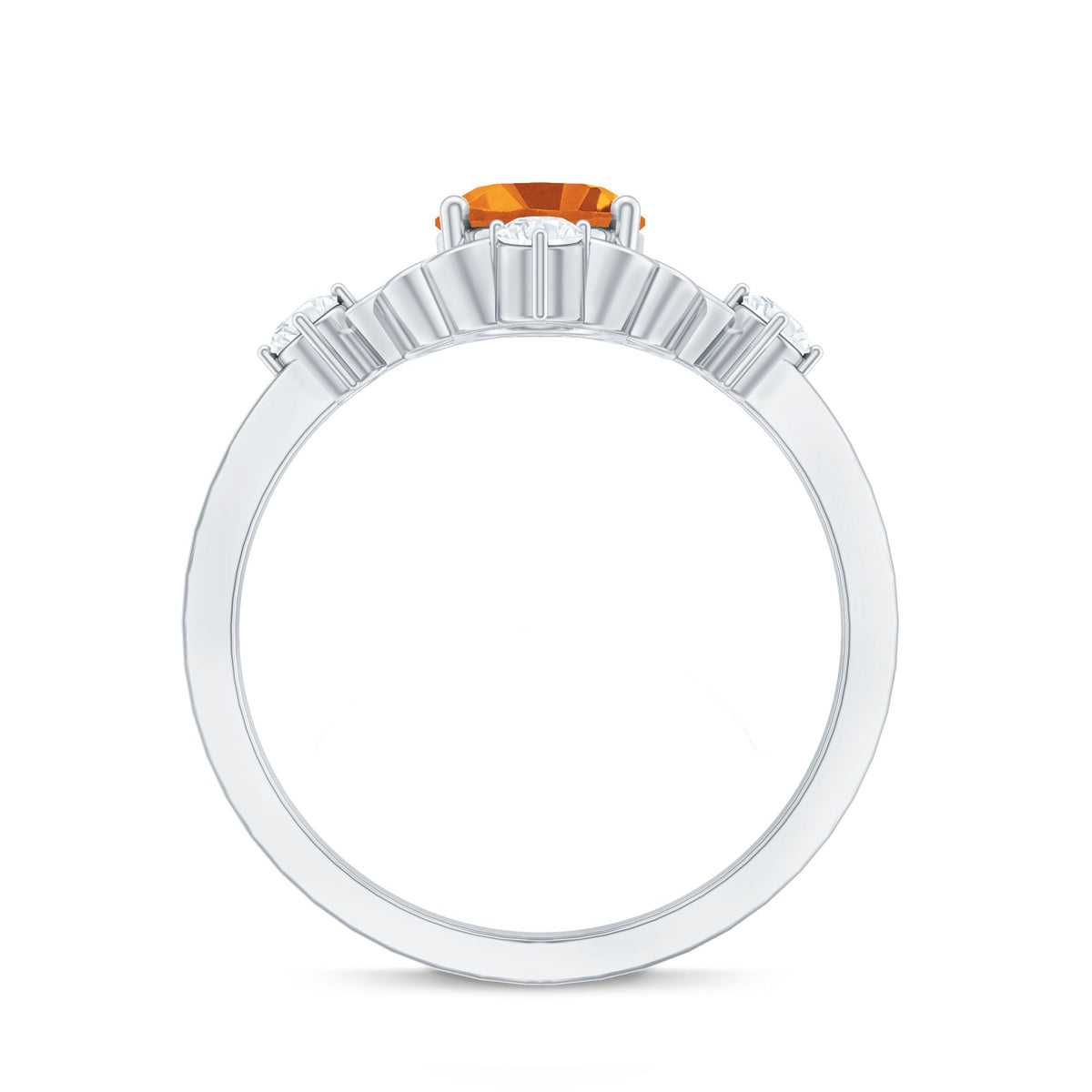 Vintage Style 6X8mm Citrine Oval Engagement Ring with Diamond