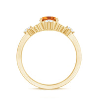 Vintage Style 6X8mm Citrine Oval Engagement Ring with Diamond