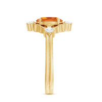 Vintage Style 6X8mm Citrine Oval Engagement Ring with Diamond