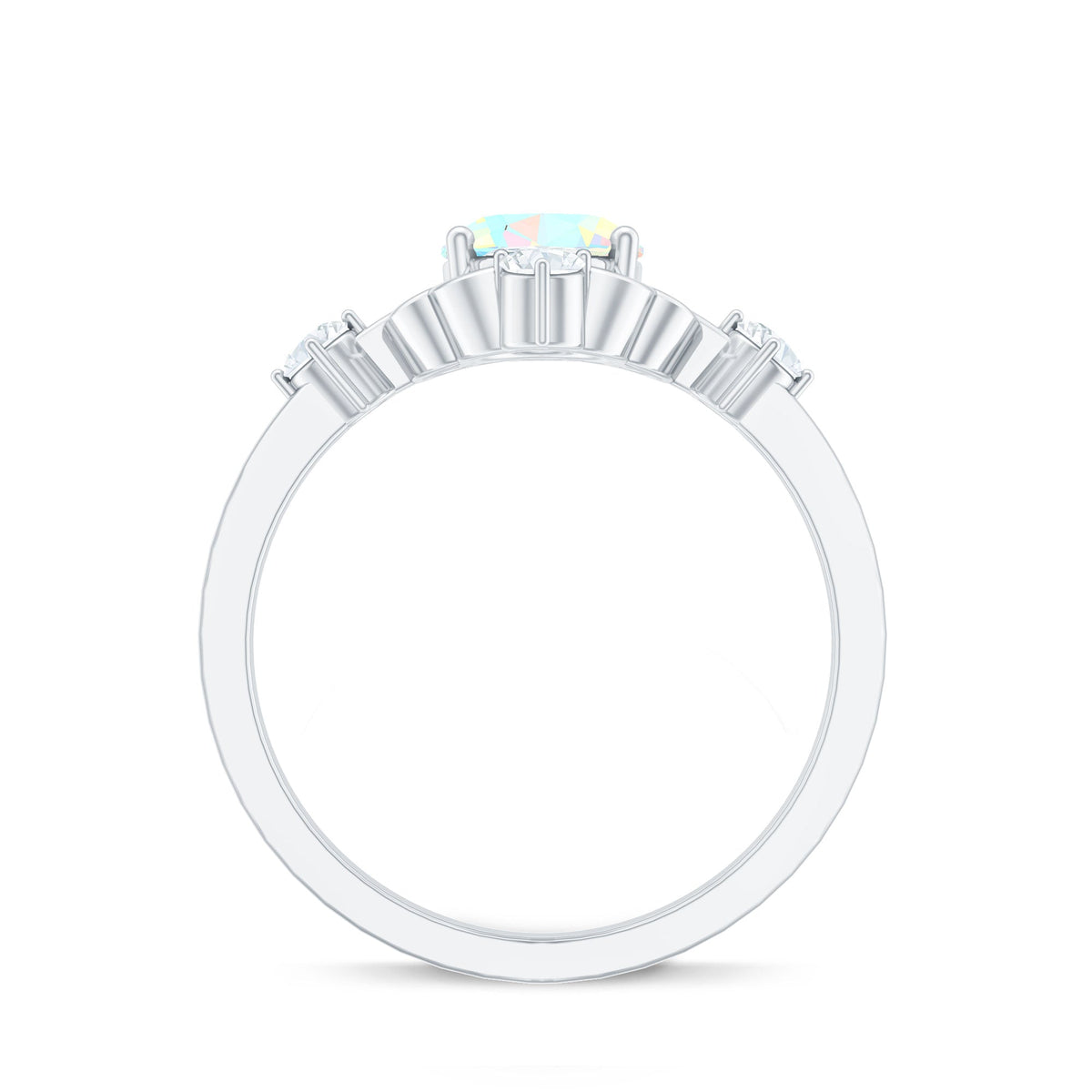 Ethiopian Opal and diamond engagement ring by Rosec Jewels featuring a central opal gemstone with diamond accents in a elegant design.