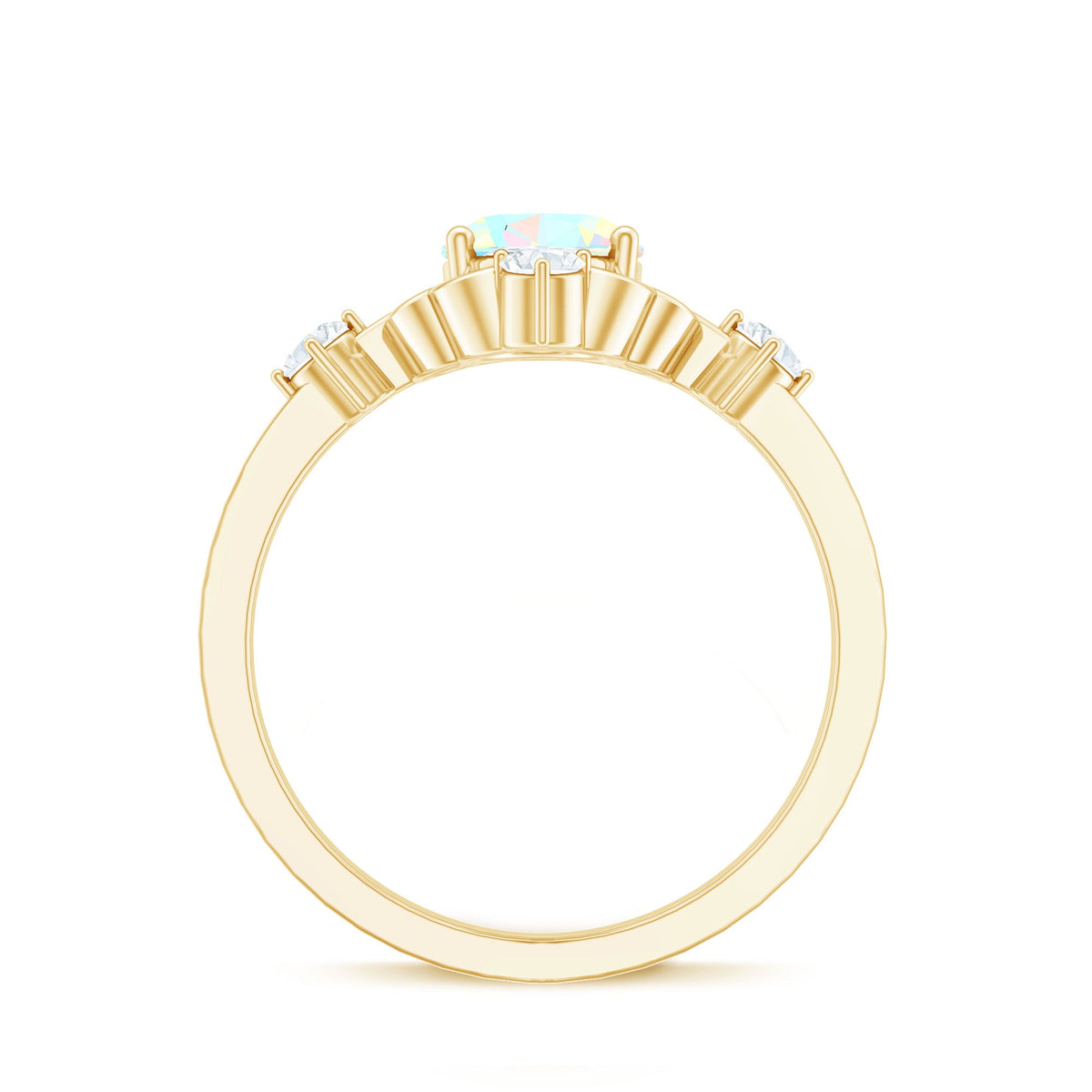 Ethiopian Opal and diamond engagement ring from Rosec Jewels featuring a designer ring with vibrant opal and sparkling diamonds.