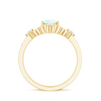 Ethiopian Opal and diamond engagement ring from Rosec Jewels featuring a designer ring with vibrant opal and sparkling diamonds.