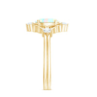 Ethiopian Opal and diamond engagement ring by Rosec Jewels featuring a central opal gemstone surrounded by diamonds on a silver band.