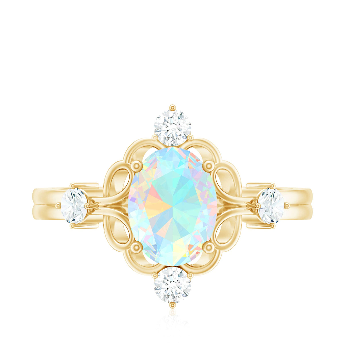 Ethiopian opal and diamond engagement ring by Rosec Jewels featuring a central opal gemstone with diamond accents.