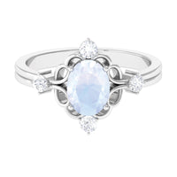 Oval Moonstone Cocktail Ring with Diamond