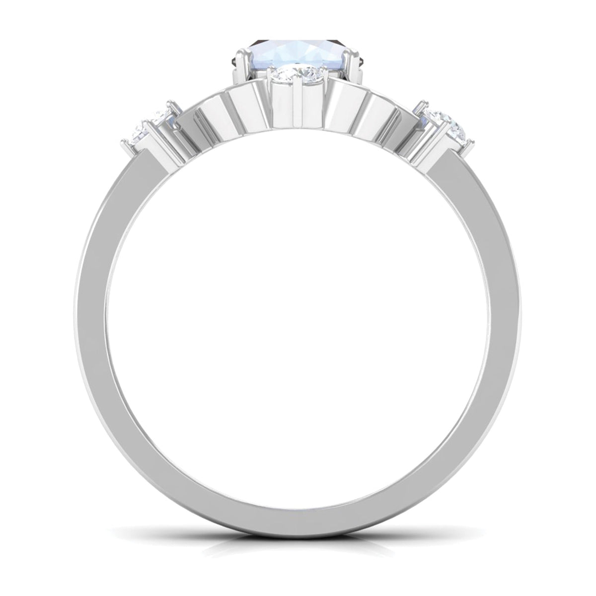 Oval Moonstone Cocktail Ring with Diamond