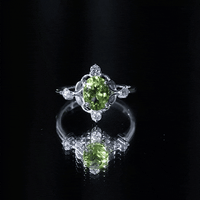 Oval Peridot Cocktail Ring with Diamond