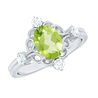 Oval Peridot Cocktail Ring with Diamond