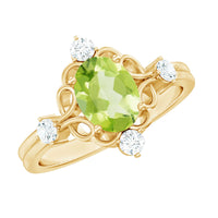 Oval Peridot Cocktail Ring with Diamond