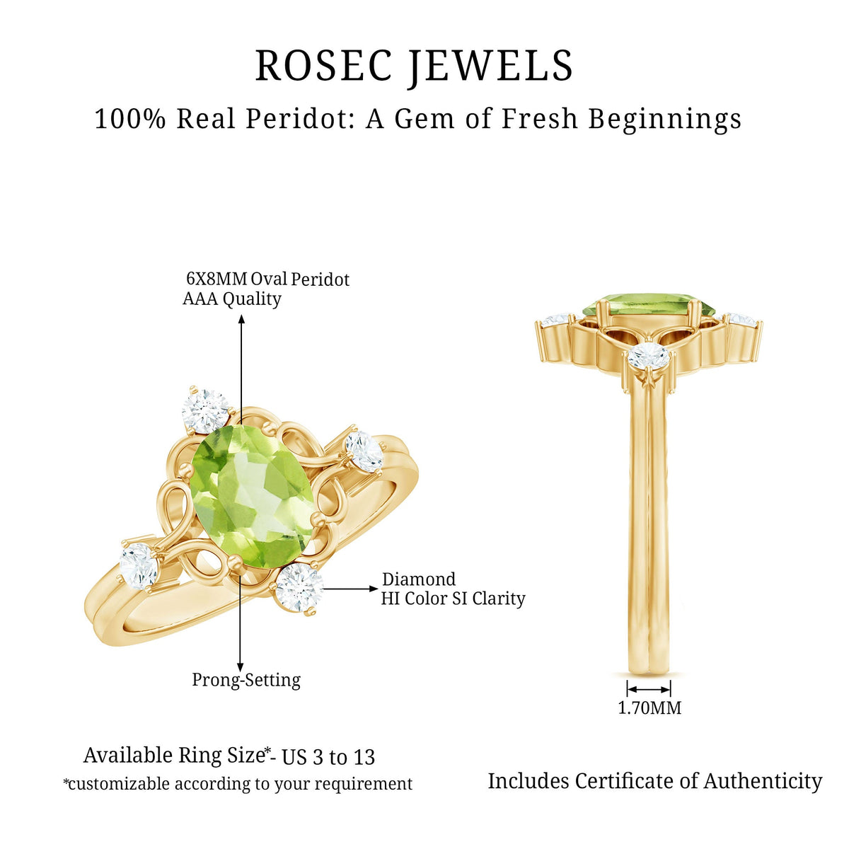 Oval Peridot Cocktail Ring with Diamond