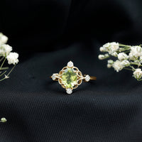 Oval Peridot Cocktail Ring with Diamond