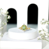 Oval Peridot Cocktail Ring with Diamond