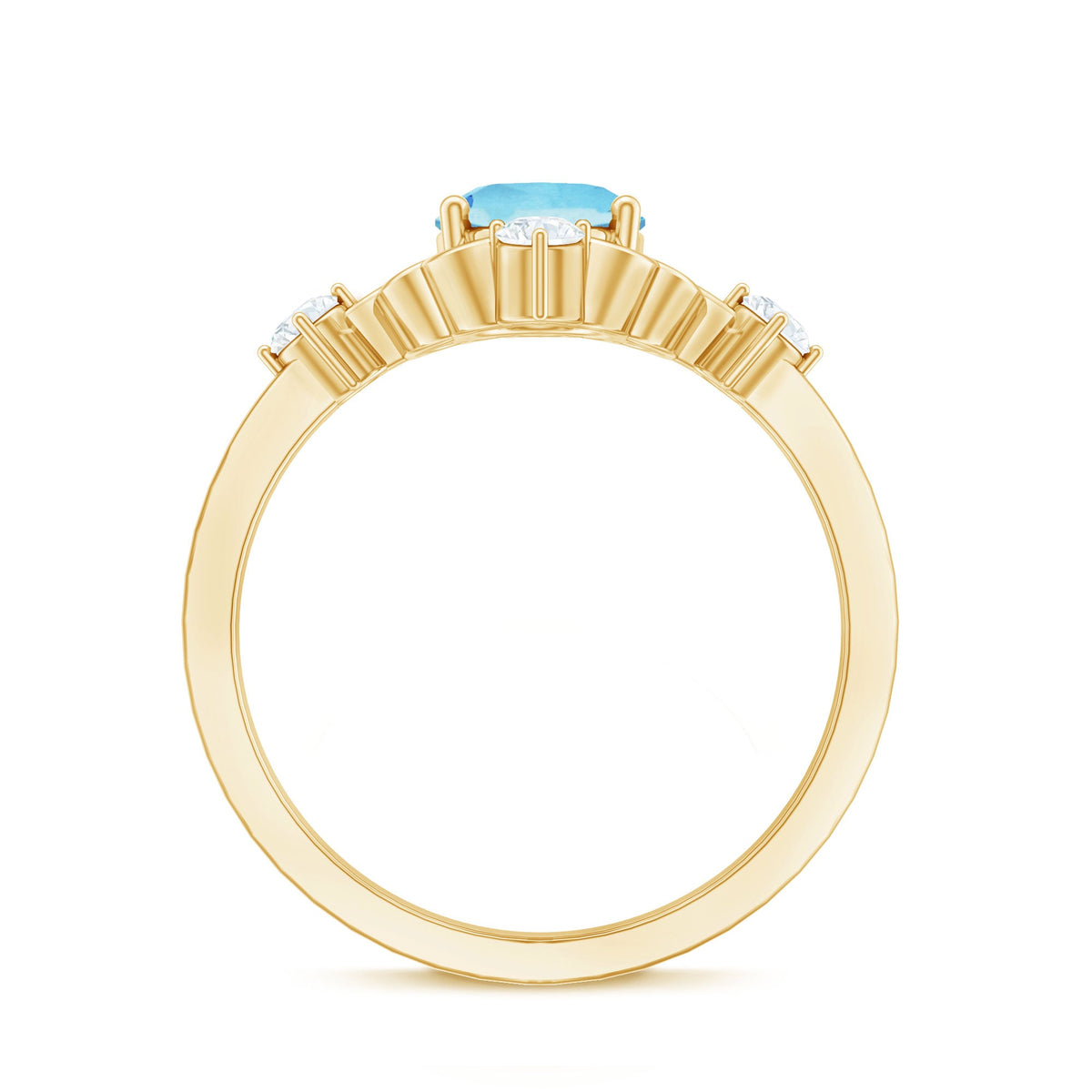 Art Deco style 1 carat oval aquamarine and diamond cocktail ring by Rosec Jewels, showcasing elegant gemstone and intricate design.