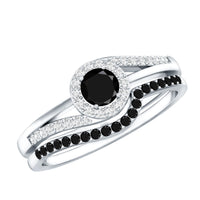 Certified Lab Grown Black and White Diamond Engagement Ring Set for Women