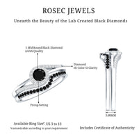 Certified Lab Grown Black and White Diamond Engagement Ring Set for Women