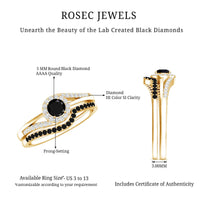 Certified Lab Grown Black and White Diamond Engagement Ring Set for Women