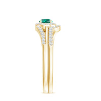 Certified Lab Grown Emerald Diamond Wedding Bridal Ring Set of 2