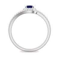 Natural Blue Sapphire Wedding Engagement Ring Set with Diamond