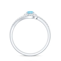 Certified real aquamarine engagement ring with diamond enhancer from Rosec Jewels, showcasing a stunning aquamarine gemstone and sparkling diamonds.