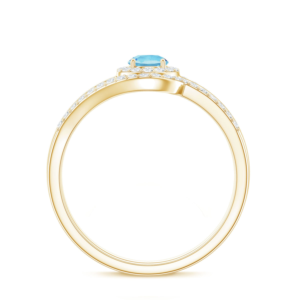Certified real aquamarine engagement ring with diamond enhancer, featuring a silver band and intricate detailing from Rosec Jewels.