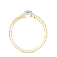 Certified real aquamarine engagement ring with diamond enhancer, featuring a silver band and intricate detailing from Rosec Jewels.
