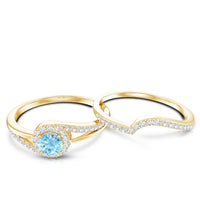 Certified real aquamarine engagement ring with diamond enhancer, featuring a silver band and intricate detailing by Rosec Jewels.