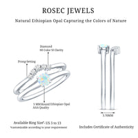 Minimal Ethiopian Opal Diamond Promise Ring Set