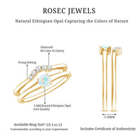 Minimal Ethiopian Opal Diamond Promise Ring Set