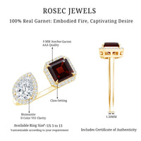 Natural Garnet Toi Et Moi Engagement Ring with Moissanite in Yellow Gold Plated Silver