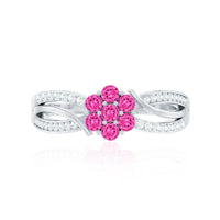Flower Inspired Lab Grown Pink Sapphire and Diamond Infinity Engagement Ring