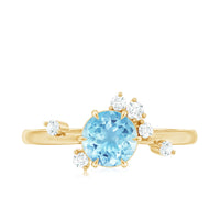 Genuine 0.8 Aquamarine Pre Engagement Ring with Scatter Diamonds