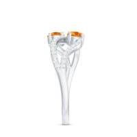 Rosec Jewels natural citrine Toi Et Moi engagement ring with diamond, showcasing a two-stone design and intricate metal setting.