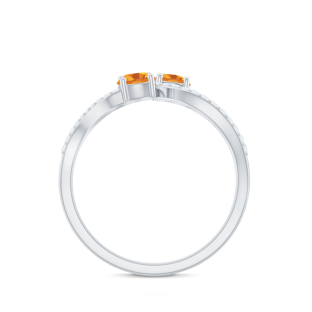 Natural citrine toi et moi engagement ring with diamond accents from Rosec Jewels, showcasing the elegant gemstone setting.