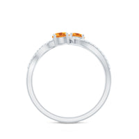 Natural citrine toi et moi engagement ring with diamond accents from Rosec Jewels, showcasing the elegant gemstone setting.