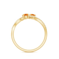 Natural citrine Toi Et Moi engagement ring with diamond accent, rose gold band by Rosec Jewels.