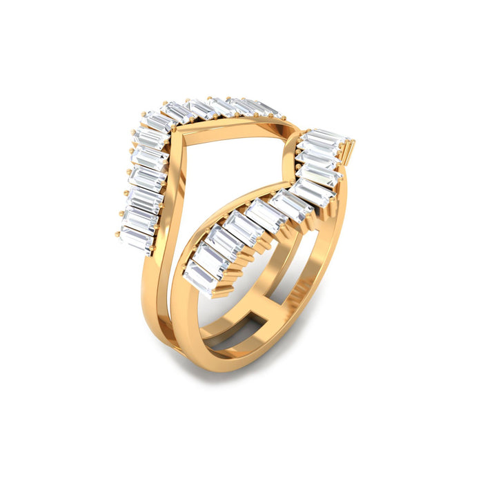 Rosec Jewels baguette cut moissanite engagement ring enhancer with sparkling square stones and intricate band detailing.