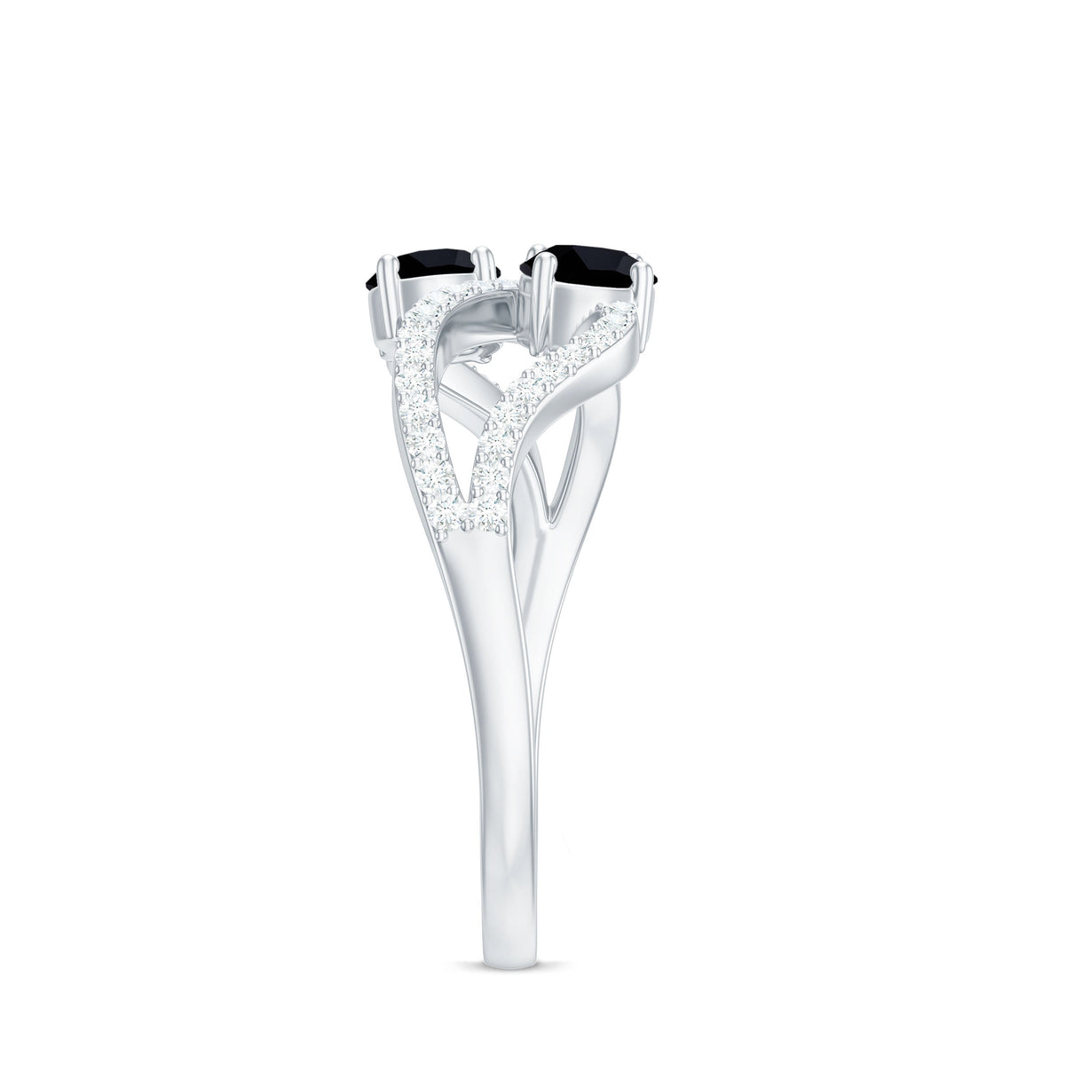 Natural black spinel promise ring with diamond accents from Rosec Jewels, showcasing elegant design and sparkling gemstone details.