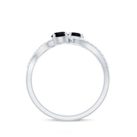 Natural black spinel promise ring with diamond accent from Rosec Jewels, showcasing a sleek design and sparkling gemstone detail.