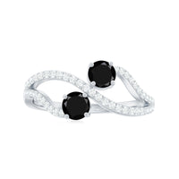 Natural black spinel promise ring with diamond accents by Rosec Jewels, showcasing the elegant design and sparkling gemstones.