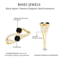 Natural black spinel promise ring with diamond accents from Rosec Jewels, showcasing a sleek design and sparkling gemstones.